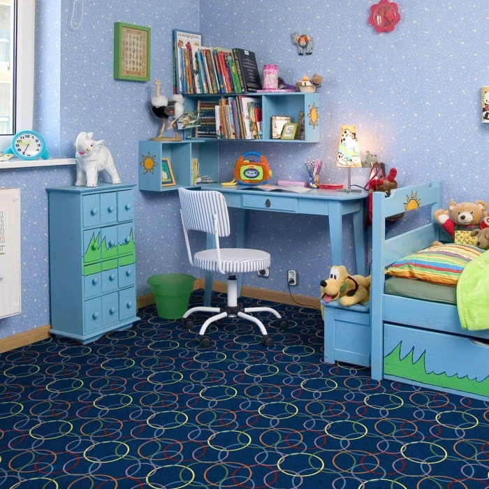 Joy Carpets Playful Patterns Multi Ringing 7ft.8in. x 10ft.9in. Rect. Rug