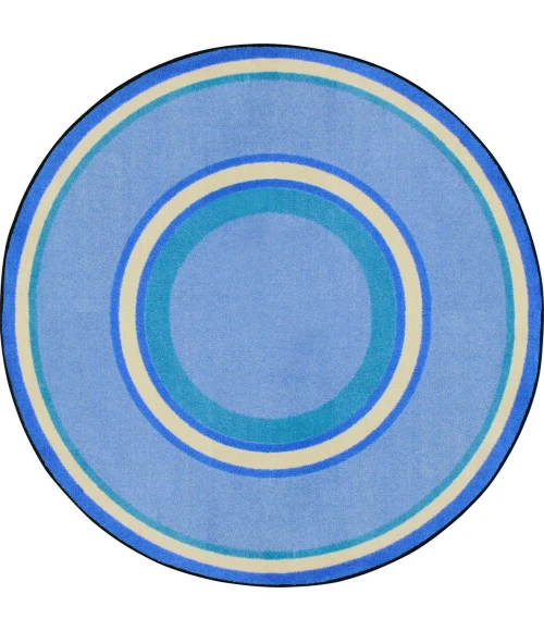 Joy Carpets Kid Essentials Boy Blue Ripples 7ft.7in. Round Rug