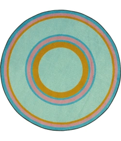 Joy Carpets Kid Essentials Teal Ripples 13ft.2in. Round Rug