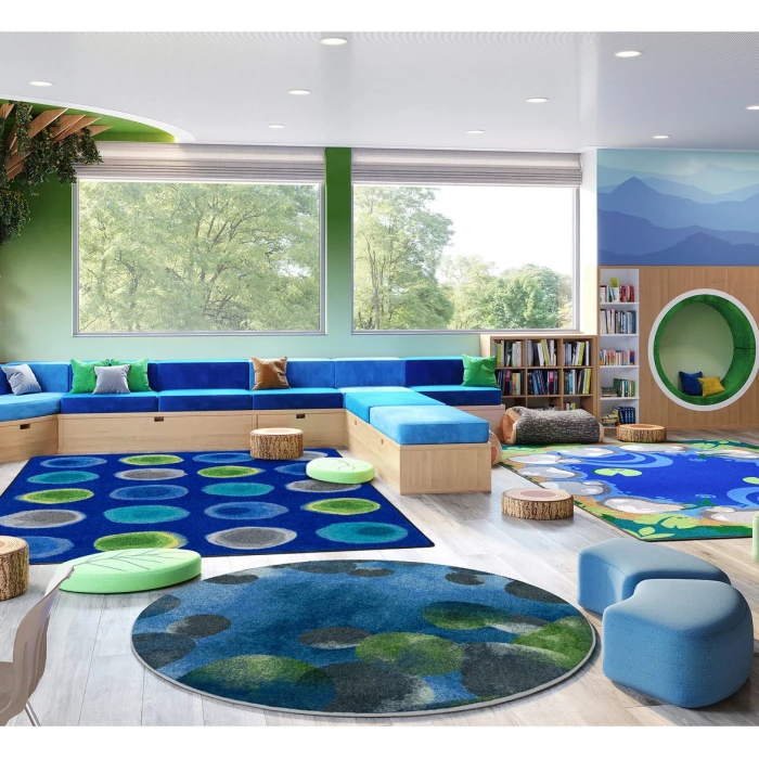 Joy Carpets Kid Essentials Blue Riverstone 13ft. 2in. Round Rug
