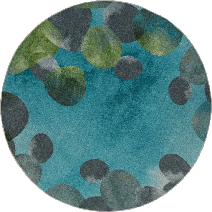 Joy Carpets Kid Essentials Teal Riverstone 13ft.2in. Round Rug