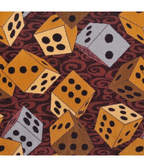 Joy Carpets Games People Play Burgundy Roll the Dice 5ft.4in. x 7ft.8in. Rect. Rug