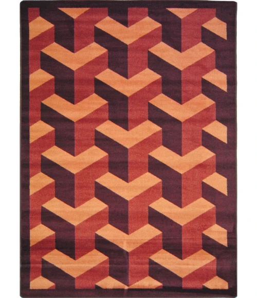 Joy Carpets Kaleidoscope Burgundy Rooftop 3ft.10in. x 5ft.4in. Rect. Rug