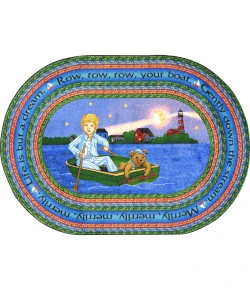 Joy Carpets Kid Essentials Multi Row Your Boat 5ft.4in. Round Rug
