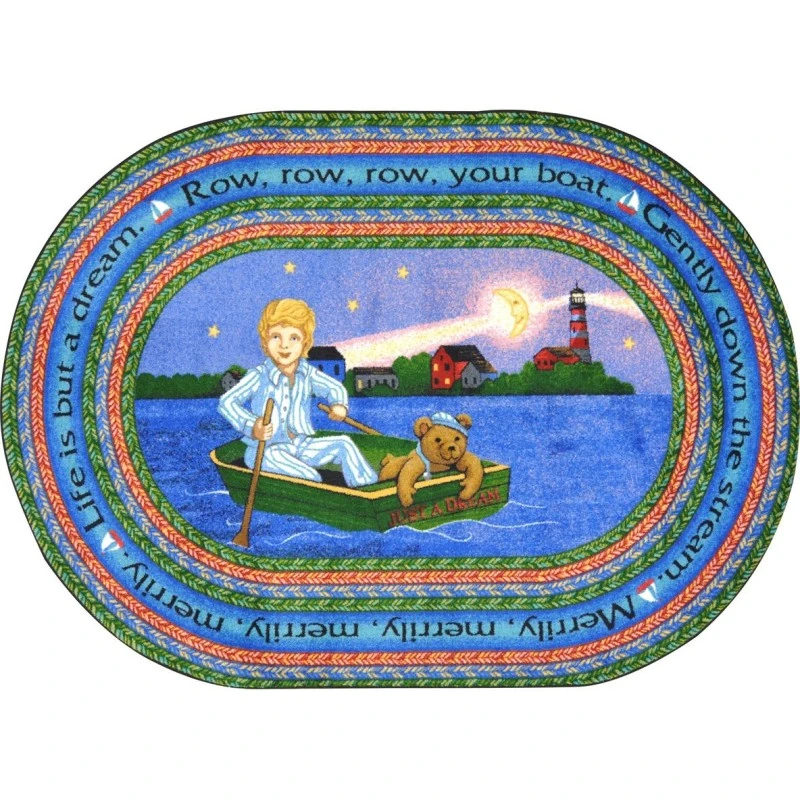 Joy Carpets Kid Essentials Multi Row Your Boat 7ft.7in. Round Rug