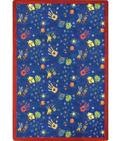 Joy Carpets Playful Patterns Blue Scribbles 7ft.8in. x 10ft.9in. Rect. Rug