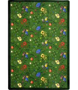 Joy Carpets Playful Patterns Green Scribbles 7ft.8in. x 10ft.9in. Rect. Rug
