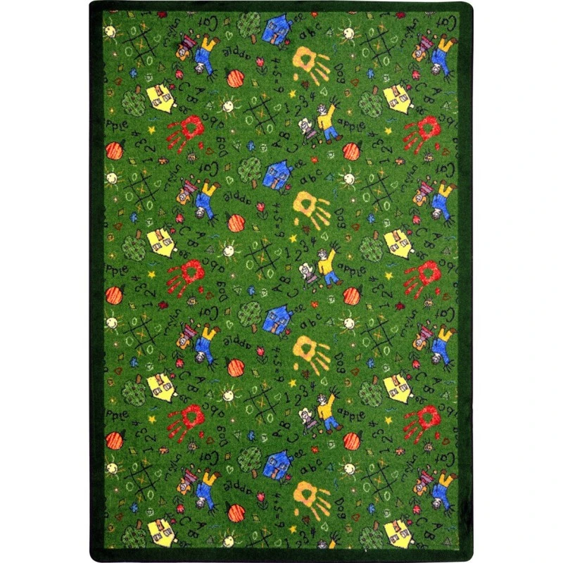 Joy Carpets Playful Patterns Green Scribbles 10ft.9in. x 13ft.2in. Rect. Rug