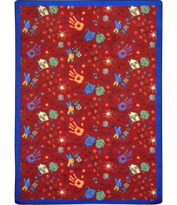 Joy Carpets Playful Patterns Red Scribbles 3ft.10in. x 5ft.4in. Rect. Rug