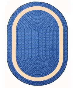 Joy Carpets Kid Essentials Blue Sharing Circle 7ft.8in. x 10ft.9in. Oval Rug