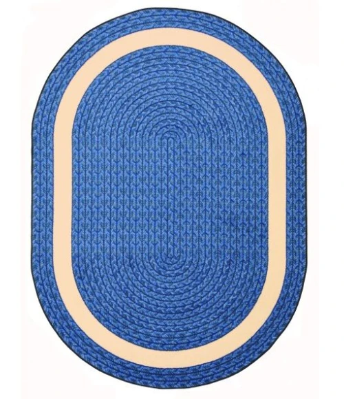 Joy Carpets Kid Essentials Blue Sharing Circle 7ft.8in. x 10ft.9in. Oval Rug