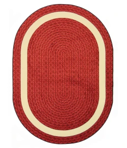 Joy Carpets Kid Essentials Red Sharing Circle 7ft.8in. x 10ft.9in. Oval Rug