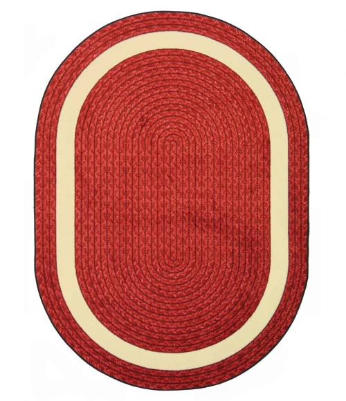Joy Carpets Kid Essentials Red Sharing Circle 7ft.8in. x 10ft.9in. Oval Rug