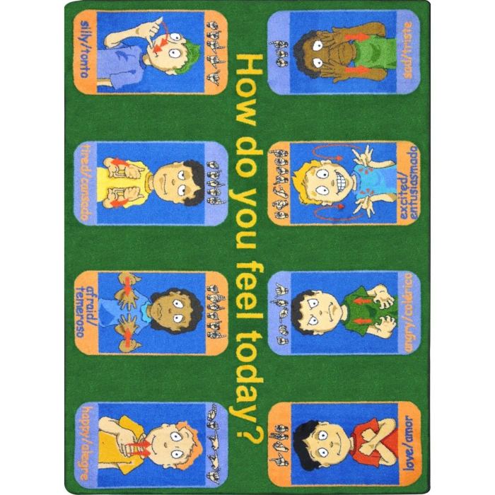 Joy Carpets Kid Essentials Multi Signs of Emotions 7ft.8in. x 10ft.9in. Rect. Rug