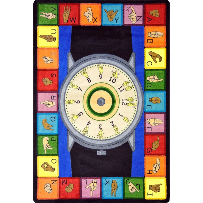 Joy Carpets Kid Essentials Multi Signs of the Time 5ft.4in. x 7ft.8in. Rect. Rug