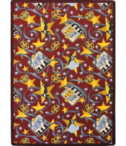 Joy Carpets Any Day Matinee Burgundy Silver Screen 7ft.8in. x 10ft.9in. Rect. Rug