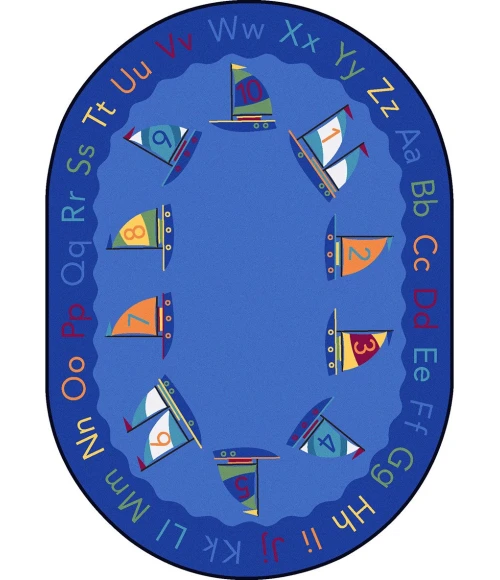 Joy Carpets Kid Essentials Multi Smooth Sailing 5ft.4in. x 7ft.8in. Oval Rug