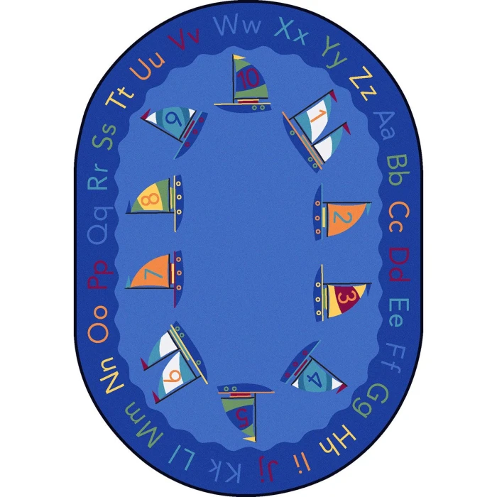 Joy Carpets Kid Essentials Multi Smooth Sailing 5ft.4in. x 7ft.8in. Oval Rug