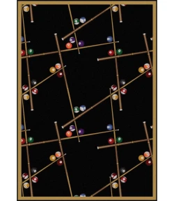 Joy Carpets Games People Play Black Snookered 3ft.10in. x 5ft.4in. Rect. Rug