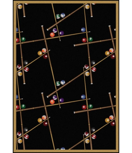 Joy Carpets Games People Play Black Snookered 3ft.10in. x 5ft.4in. Rect. Rug