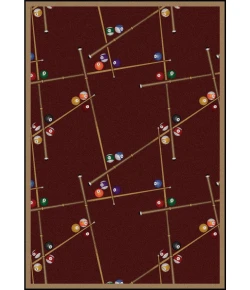 Joy Carpets Games People Play Burgundy Snookered 7ft.8in. x 10ft.9in. Rect. Rug