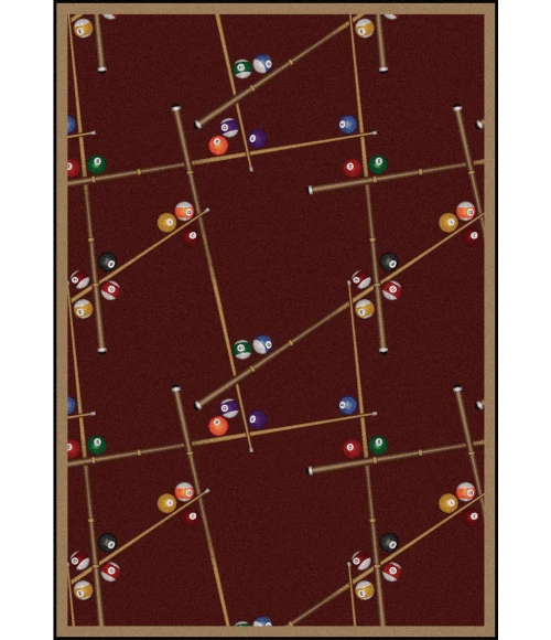 Joy Carpets Games People Play Burgundy Snookered 3ft.10in. x 5ft.4in. Rect. Rug