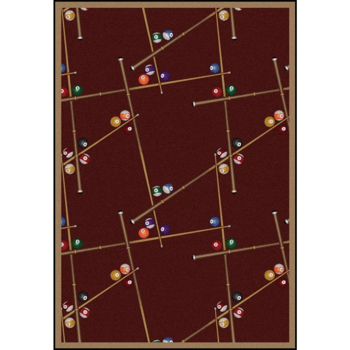 Joy Carpets Games People Play Burgundy Snookered 10ft.9in. x 13ft.2in. Rect. Rug