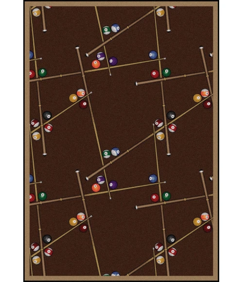 Joy Carpets Games People Play Chocolate Snookered 3ft.10in. x 5ft.4in. Rect. Rug