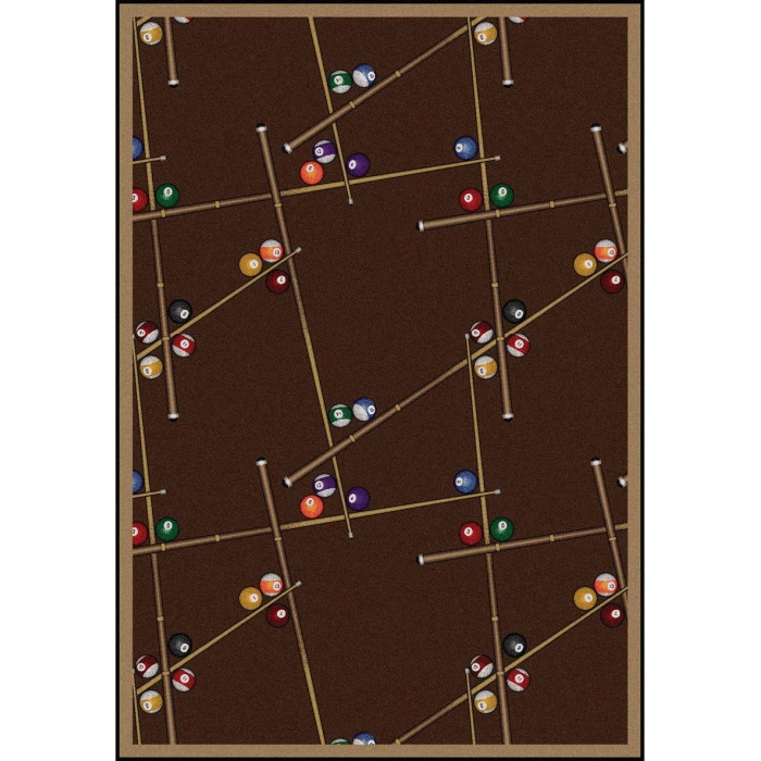 Joy Carpets Games People Play Chocolate Snookered 7ft.8in. x 10ft.9in. Rect. Rug