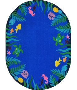 Joy Carpets Kid Essentials Multi Soothing Seas 7ft.8in. x 10ft.9in. Oval Rug