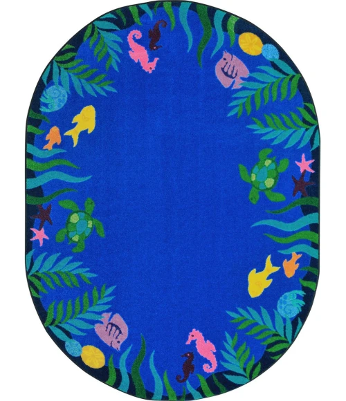 Joy Carpets Kid Essentials Multi Soothing Seas 7ft.8in. x 10ft.9in. Oval Rug