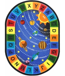 Joy Carpets Kid Essentials Multi Space Alphabet 7ft.8in. x 10ft.9in. Oval Rug