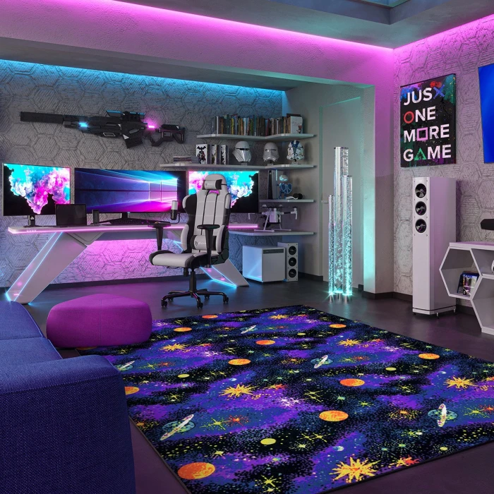 Joy Carpets Neon Lights Fluorescent Space Explorer 6ft. x 9ft. Rect. Rug