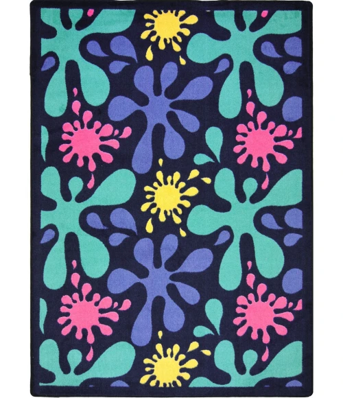 Joy Carpets Kid Essentials Navy Splat 3ft.10in. x 5ft.4in. Rect. Rug