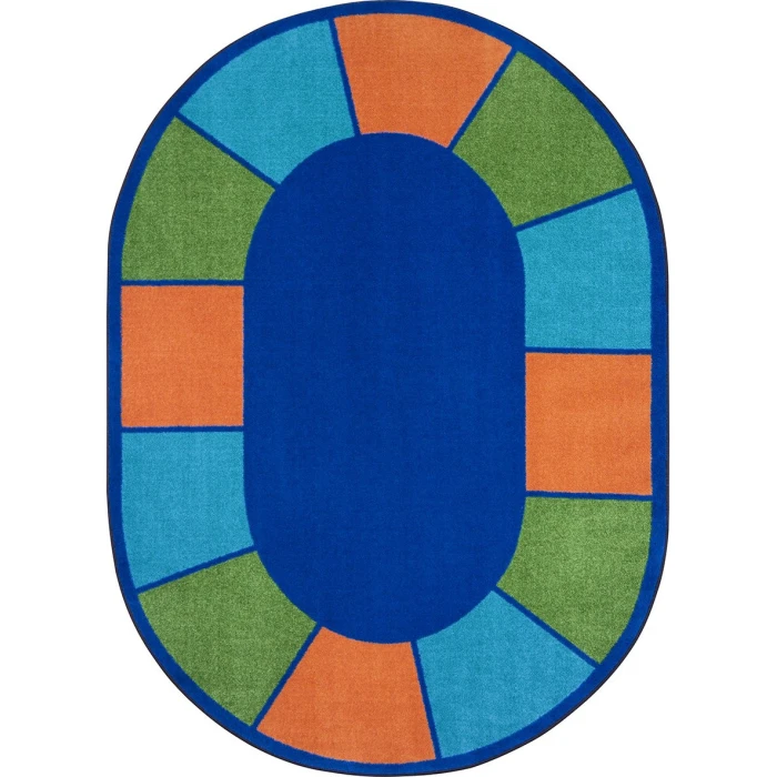 Joy Carpets Kid Essentials Multi Squares to Spare 5ft.4in. x 7ft.8in. Oval Rug