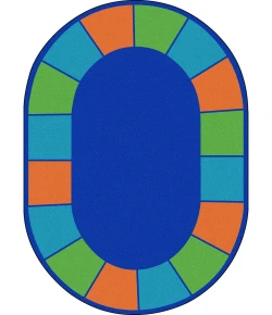 Joy Carpets Kid Essentials Multi Squares to Spare 7ft.8in. x 10ft.9in. Oval Rug