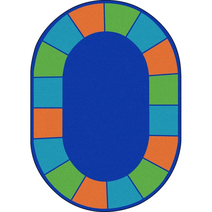 Joy Carpets Kid Essentials Multi Squares to Spare 7ft.8in. x 10ft.9in. Oval Rug