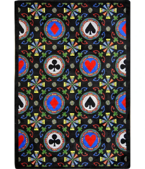 Joy Carpets Games People Play Black Stacked Deck 7ft.8in. x 10ft.9in. Rect. Rug