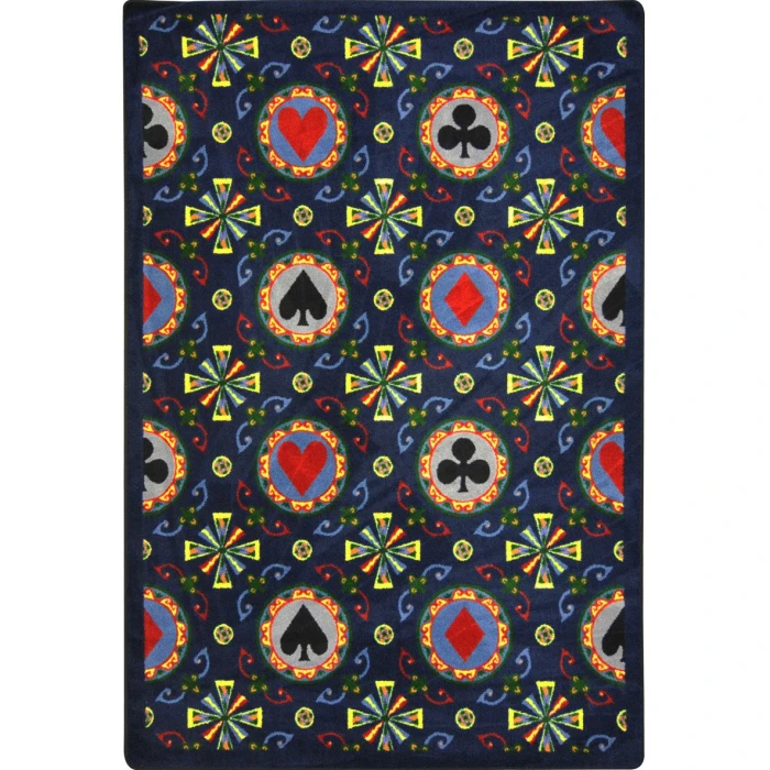 Joy Carpets Games People Play Navy Stacked Deck 5ft.4in. x 7ft.8in. Rect. Rug