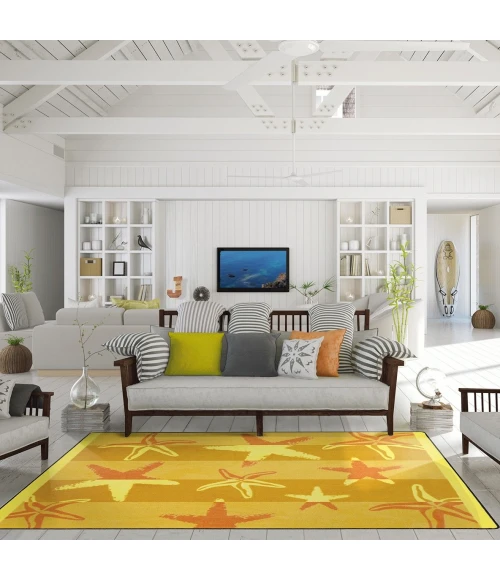 Joy Carpets Summer Solstice Multi Starfish 7ft.8in. x 10ft.9in. Rect. Rug