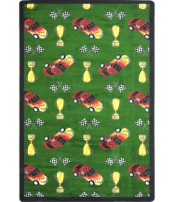 Joy Carpets Playful Patterns Green Start Your Engines 7ft.8in. x 10ft.9in. Rect. Rug