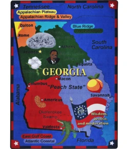 Joy Carpets Kid Essentials Multi State the Facts - Georgia 7ft.8in. x 10ft.9in. Rect. Rug