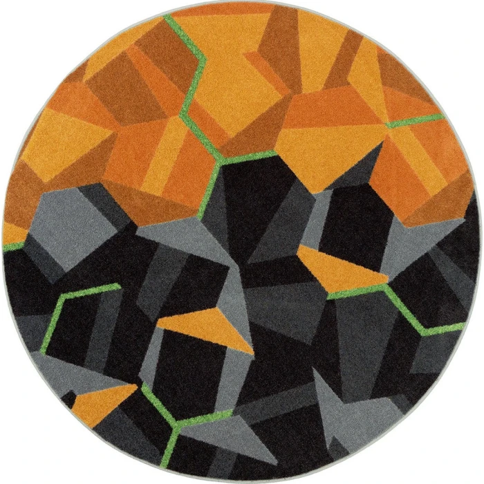 Joy Carpets Kid Essentials Tangerine Stealth 5ft. 4in. Round Rug