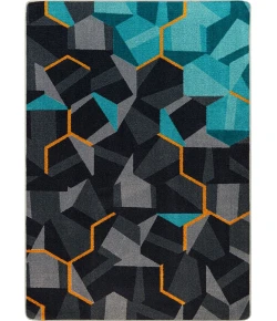 Joy Carpets Kid Essentials Teal Stealth 5ft.4in. x 7ft.8in. Rect. Rug