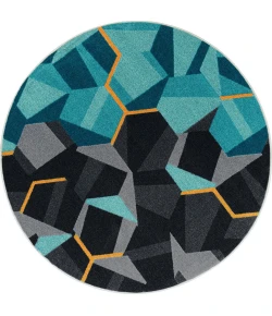 Joy Carpets Kid Essentials Teal Stealth 7ft. 7in. Round Rug