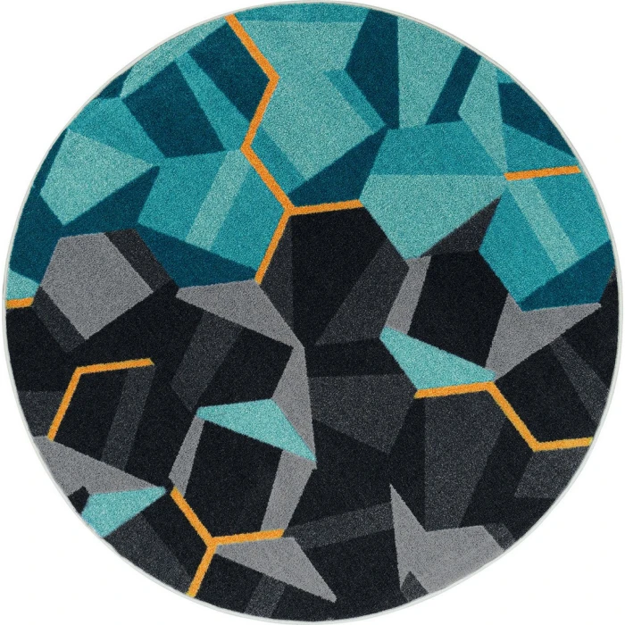Joy Carpets Kid Essentials Teal Stealth 7ft. 7in. Round Rug
