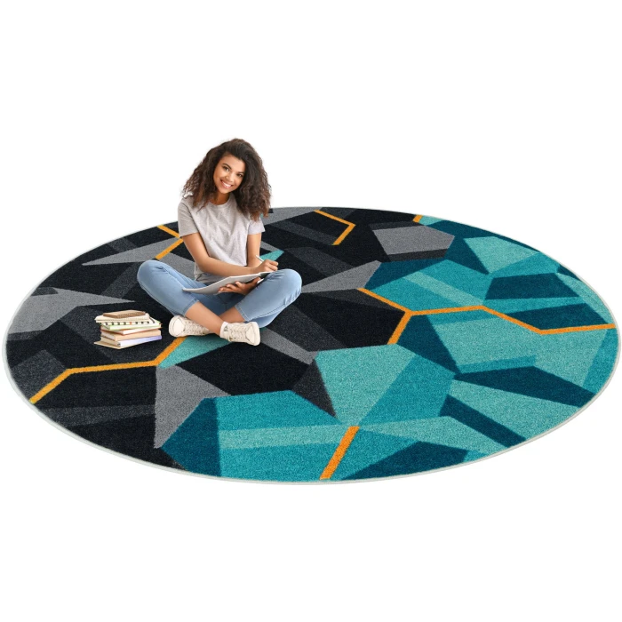 Joy Carpets Kid Essentials Teal Stealth 3ft. 10in. x 5ft. 4in. Rect. Rug
