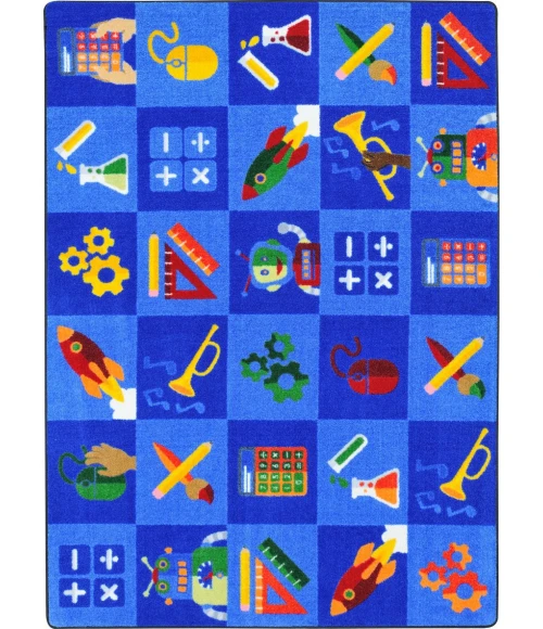 Joy Carpets Kid Essentials Multi STEAM into Learning 5ft.4in. x 7ft.8in. Rect. Rug