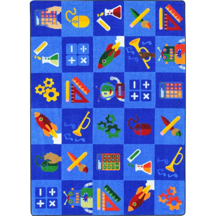 Joy Carpets Kid Essentials Multi STEAM into Learning 7ft.8in. x 10ft.9in. Rect. Rug