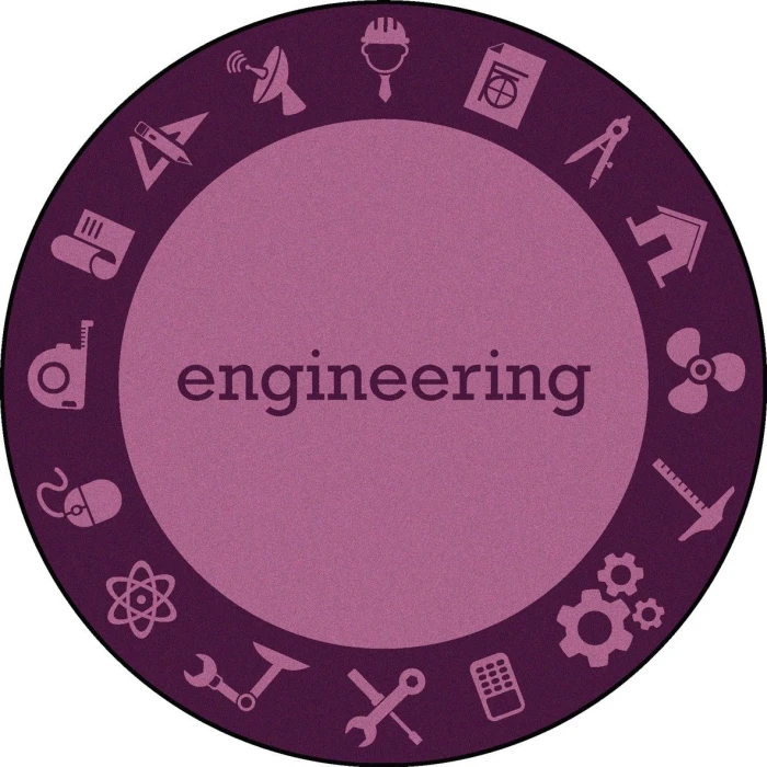 Joy Carpets Kid Essentials Engineering STEAM 7ft.7in. Round Rug